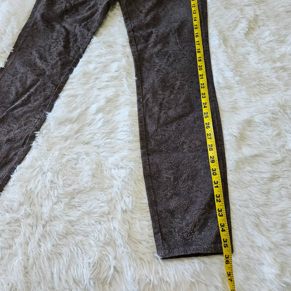 Zara Woman Slim Fit Gray‎ Jacquard Floral Mid Rise Pant. Size 4 - Picture 7 of 12